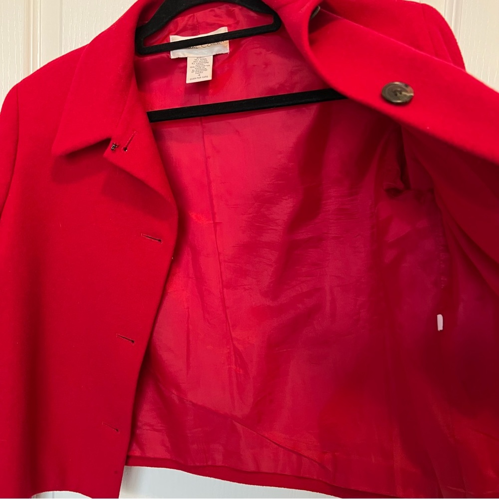 Vintage casual corner wool cashmere blend red cropped blazer jacket - Picture 7 of 13
